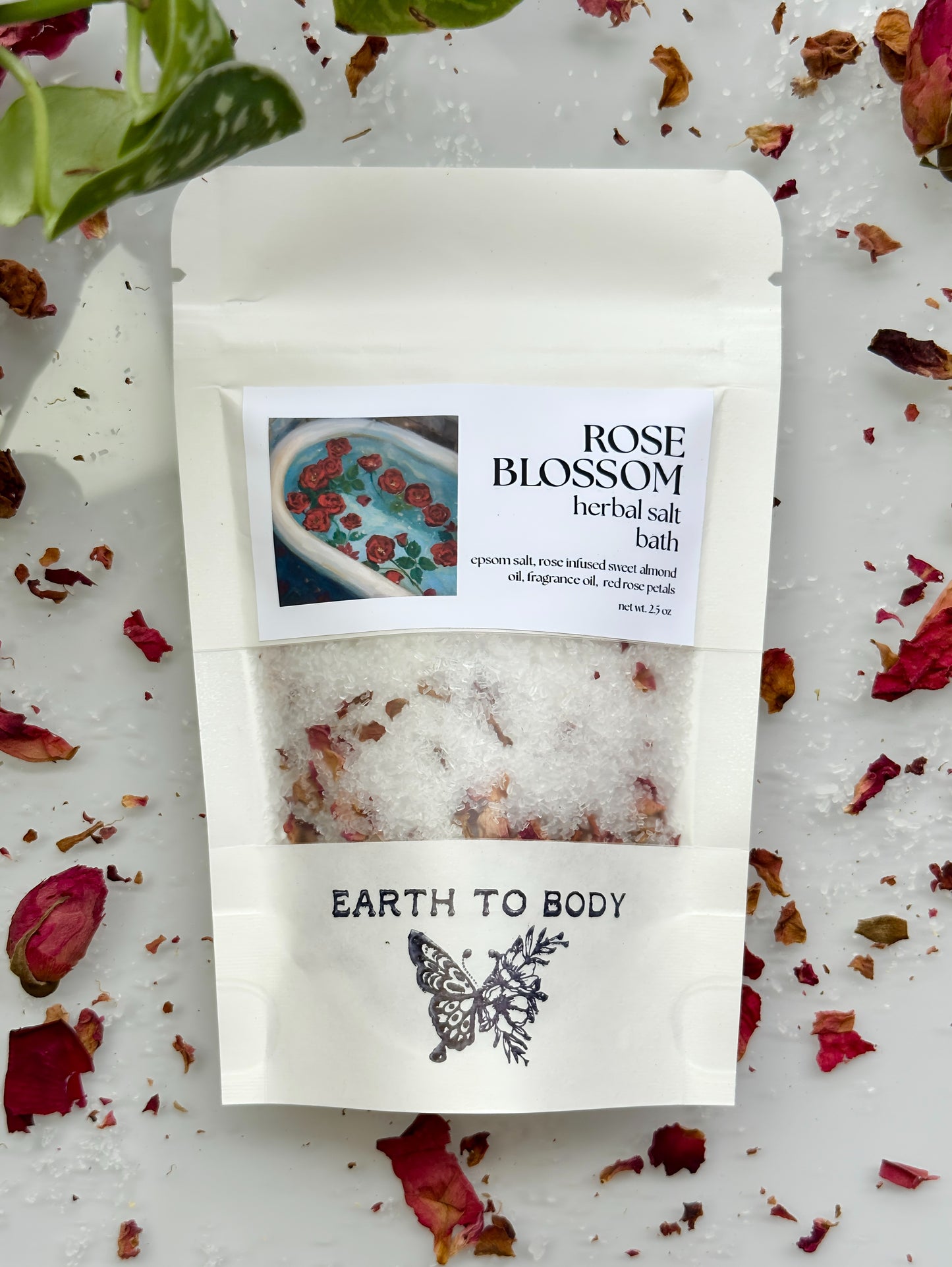 Single Use Herbal Salt Bath | rose blossom