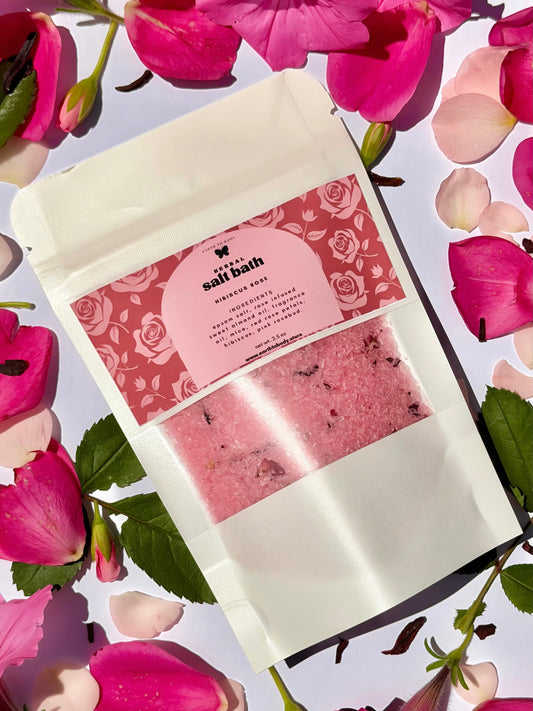 Single Use Herbal Salt Bath | hibiscus rose