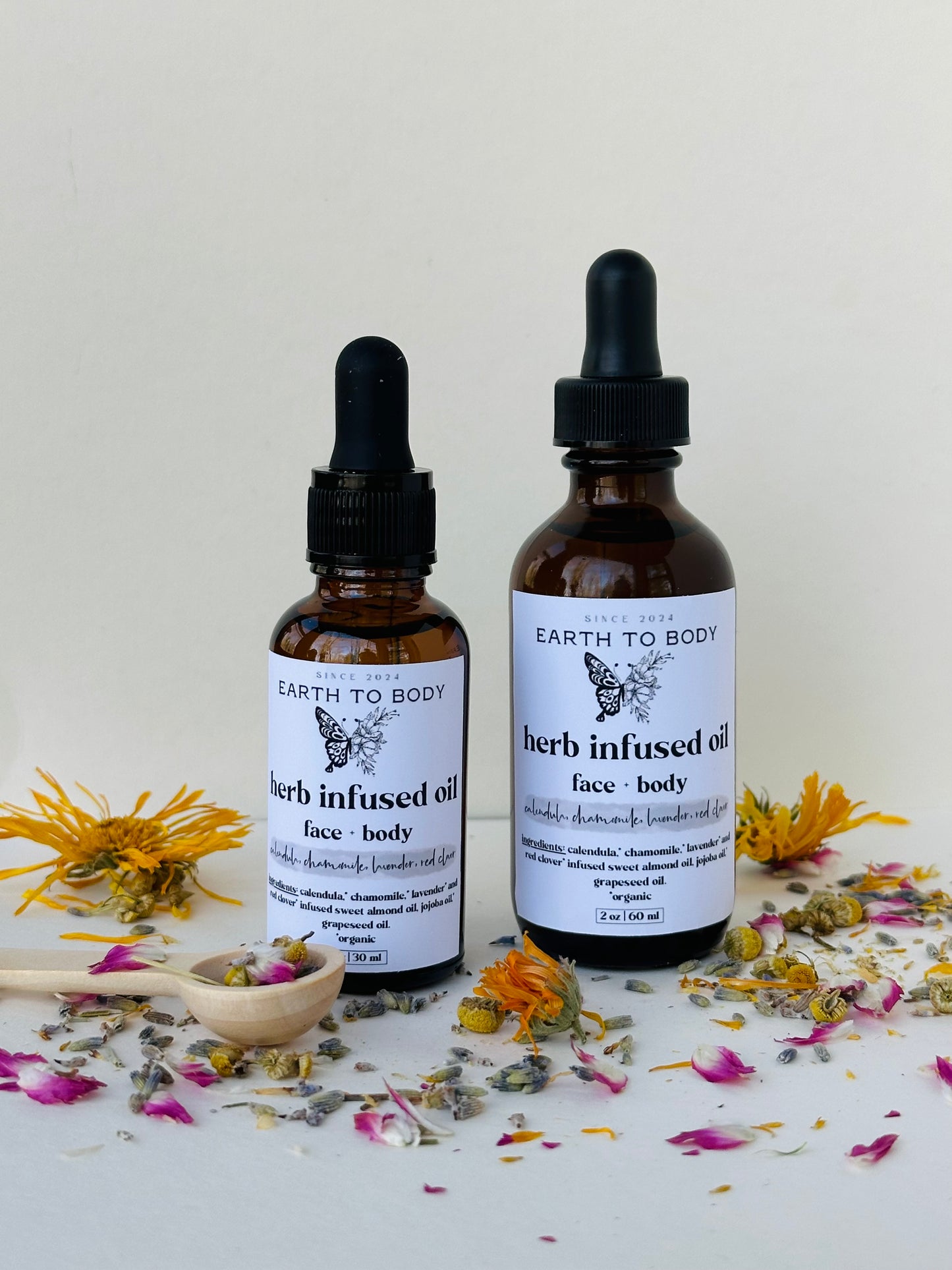 Herb Infused Face + Body Oil | calendula, chamomile, lavender, red clover