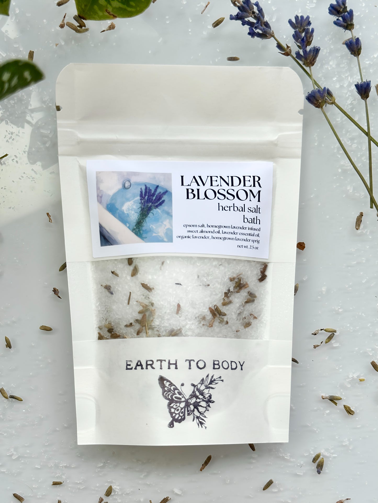 Single Use Herbal Salt Bath | lavender blossom